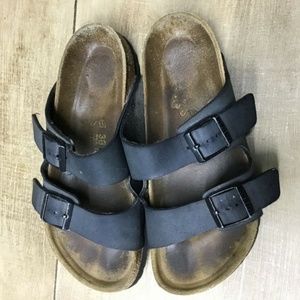 Birkenstock Arizona Sandals Black Leather Size 36